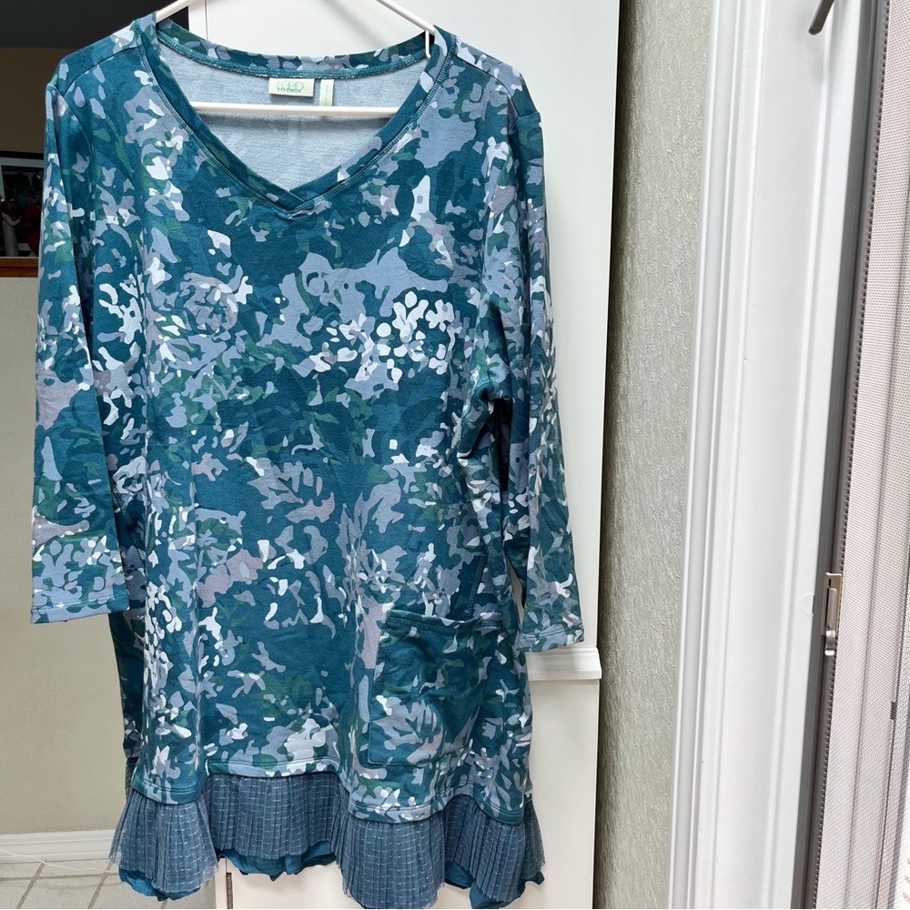 The Logo Lounge Teal Blue Mini Dress/Tunic Top - Size XL - NWOT